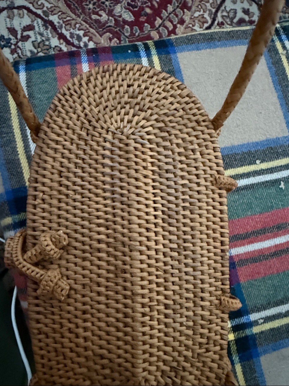 TLC Nantucket Type Handwoven Brown Rattan Shoulder Bag - Picture 4 of 7